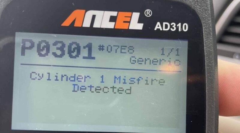 Car obd2 scanner showing misfirMisfire on cylinder one.