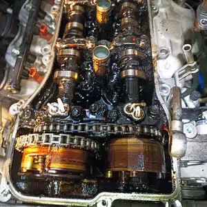 Old oil sludge inside VVT engine head.