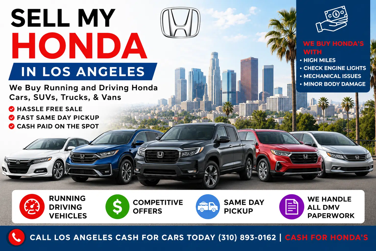 Sell My Honda in Los Angeles, We buy running Hondas – All years and models