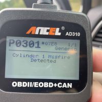 Car obd2 scanner showing misfirMisfire on cylinder one.